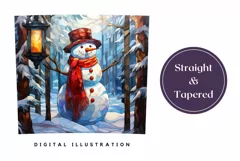 Stained Glass Snowman Tumbler Wrap Design, Christmas Tumbler Product Image 3