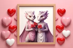 Watercolor Valentine's Day Dragon Clipart, Dragon Watercolor Product Image 3