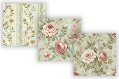 Sage Mist Toile Digital Paper Pack, Vintage Floral Toile Product Image 3