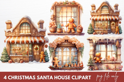 Christmas Santa House Clipart Sublimation Product Image 1