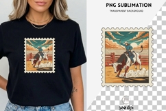 Vintage Rodeo Stamp PNG | Cowboy Bull Riding Clipart Product Image 1