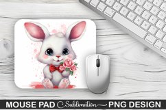 Valentine Bunny Sublimation Mouse Pad PNG Design Product Image 1