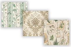 Vintage Botanical Tags Digital Paper Pack, Floral Seamless Product Image 4