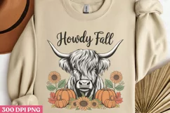 Howdy Fall PNG,Highland Cow Sublimation PNG Product Image 3