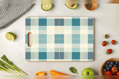 Pastel Blue Plaid Cutting Boards sublimation Designs Product Image 3
