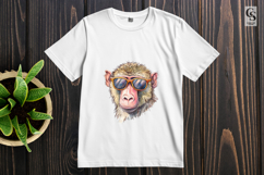 Watercolor Monkey with Sunglasses Clipart PNG Product Image 3