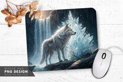 Majestic Wolf Among Ice Crystals Mouse Pad PNG Design Product Image 1