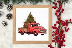 Red Christmas Truck Sublimation Clipart, Christmas PNG Product Image 3