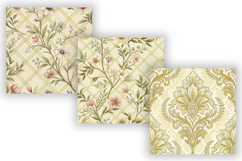 Baby Yellow Toile Digital Paper Pack, Vintage Floral Toile Product Image 3