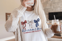 Red White &amp; Blue 250 Anniversary PNG T-Shirt|4th of July PNG Product Image 3