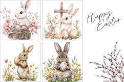 Watercolor Easter Bunny Pillow, Easter Pillow Sublimation Product Image 3