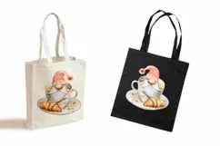 Watercolor gnome in a mug of tea with cookies, Gnome PNG Product Image 3