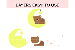 Cute Sleeping Teddy Bear on Moon SVG Bundle | Baby Shower &amp; Product Image 2