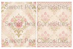 Shabby Chic, Pink, Paper, Floral, Papers, Junk Journal Product Image 3