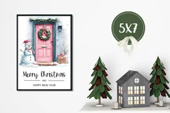 Merry Christmas Greeting Card, Cozy Christmas Door Cards Product Image 3