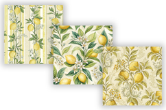 Lemon Toile Digital Paper Pack, Vintage Floral Toile Product Image 3