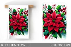 Poinsettia Kitchen Towel. Christmas Kitchen Towel Design Product Image 1