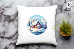 Snowy Cottage Winter Scene Clipart Sublimation PNG Product Image 3