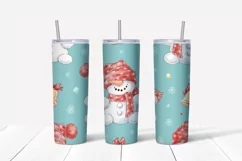Christmas Cute Snowman Skinny tumbler wrap design Product Image 3