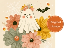 Floral Ghost Tumbler, Halloween Bats Tumbler Template Product Image 3