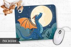 Moonlit Blue Dragon with Orange Wings Mouse Pad PNG Design Product Image 1