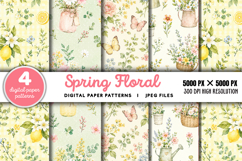 Spring Floral Digital Paper JPG Product Image 1