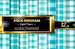 Aqua Gingham Digital Papers 12 Variations Product Image 1