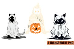 Watercolor Ghost Cat Sublimation , PNG Product Image 1