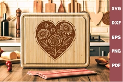Valentine's Day Cutting Board SVG, Vintage Roses Laser file Product Image 1
