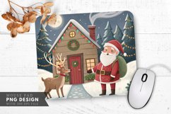 Santa Claus and Reindeer in a Festive Winter Cabin Mouse Pad Product Image 1