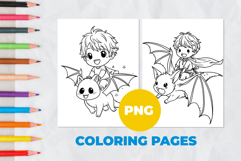 Cute boy on a dragon Coloring Pages | Coloring book Product Image 1