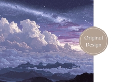 Night Sky Tumbler Wrap Design, Clouds Tumbler Sublimation Product Image 3