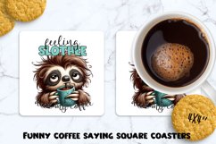 Funny coffee saying square coaster. Sublimation PNG. Product Image 1