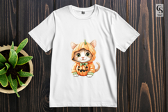 Watercolor Pumpkin Cat Clipart Sublimation PNG Product Image 3