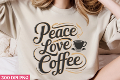 Peace, love, coffee PNG, Retro Funny Coffee Sublimati Product Image 3
