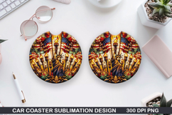 Liberty Car Coaster Sublimation| 4th Of July Coaster PNG Product Image 1