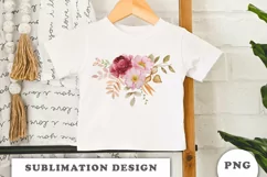 Watercolor Autumn flowers bouquet sublimation png Product Image 3