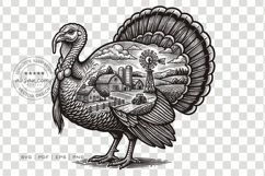 Turkey Farm Double Exposure Engraving SVG Product Image 3
