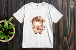 Highland Cow With Rose Crown Clipart Sublimation PNG Product Image 3