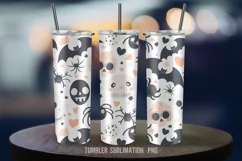 Spooky Kawaii Halloween Tumbler Wrap 20oz - Skulls, Bats Product Image 3