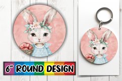 Adorable Bunny with Floral Accents Round Design Product Image 1