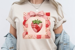 Patchwork Strawberry In Coquette Frame PNG Product Image 3