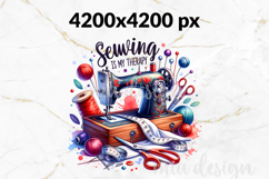 Sewing Is My Therapy PNG Vintage Sewing Machine Sublimation Product Image 2