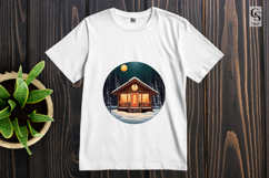 Winter Snow Cabin Ornament Night Scene Sublimation SVG PNG Product Image 2