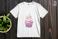 Cute Lavender Cupcake Watercolor Clipart Sublimation PNG Product Image 2