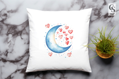 Watercolor Moon Heart Clipart PNG Product Image 3