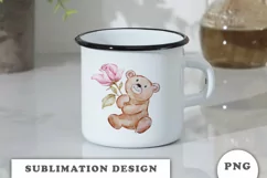 Watercolor Valentine's Day Teddy Bear PNG Product Image 3