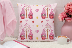 Watercolor Pink Gnomes Seamless Pattern, Digital Paper Product Image 3