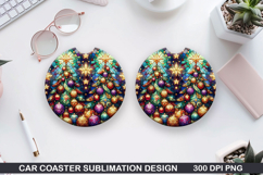 Tree Car Coaster Sublimation| Christmas Coaster PNG Design Product Image 1