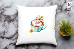 Floral Coffee Cup Clipart Sublimation PNG Product Image 3